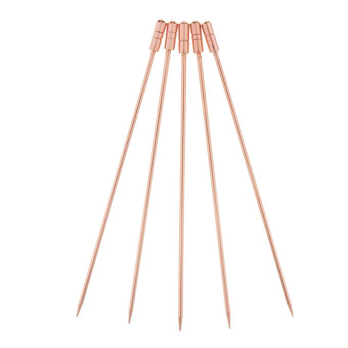 5pcs Stainless Steel Cocktail Fruit Sticks Bar Cylinder-Rose Gold