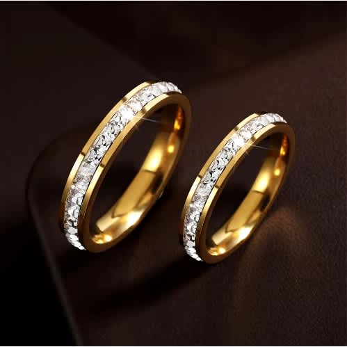 Trendy Gold Plated Round Stainless Steel Wedding Rings 4mm8mm