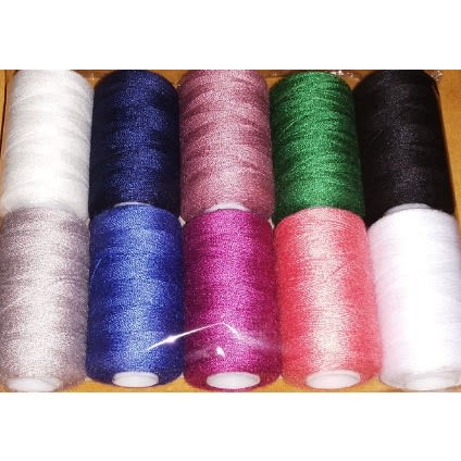 10 Large Spools Of Polyester Thread, Exotic Colours