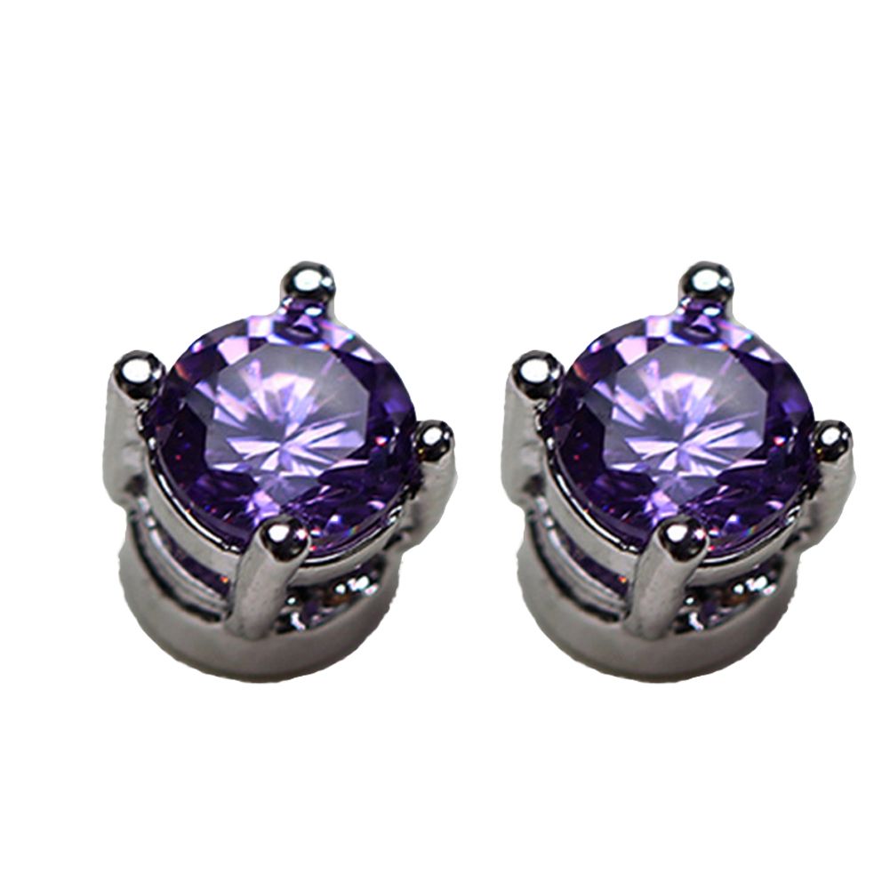 Men Women Rhinestone Inlaid Magnetic Ear Stud Earrings Non Piercing Jewelry Gift-Purple