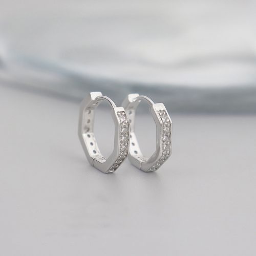 Men's Light Luxury Boys Earrings Simple Versatile Geometric Polygon Ear Hoop