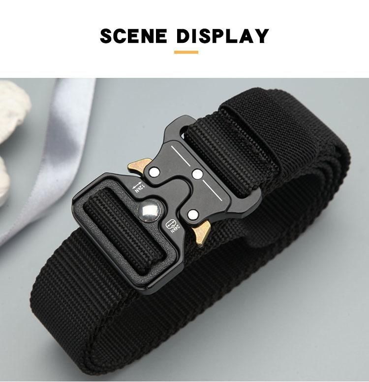 Men's Belt Outdoor Hunting Tactical Multi Function Combat Survival Nylon Belt Black