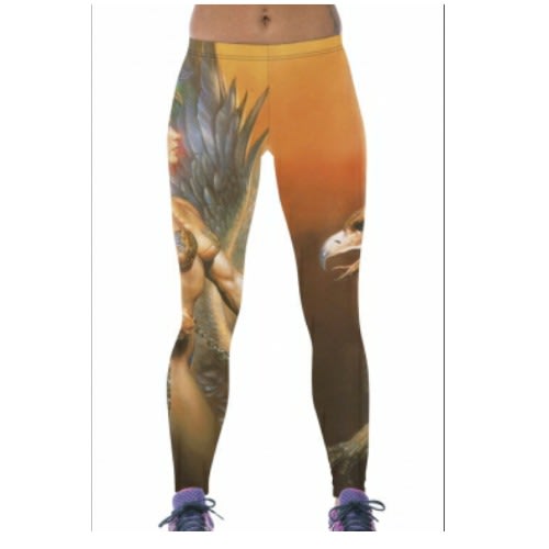 3D Mythology Print Gym Leggings - Multicolour