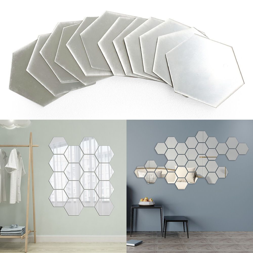 12pcs Acrylic Reflective Mirror Stickers Non-Glass
