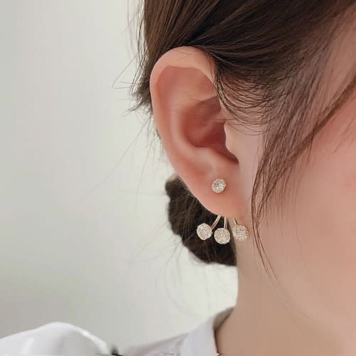 Triple Balls Hook Drop Earrings- Gold