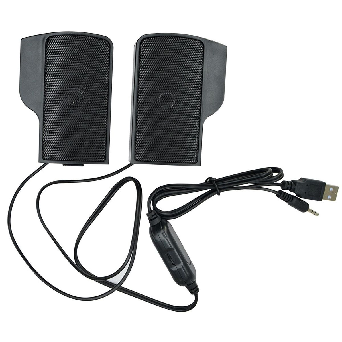 1 Pair Music Player Mini Stereo Speakers USB Wired Sound Box Black