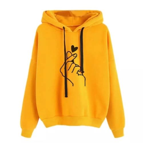 Unisex Printed Hoodie- Yellow