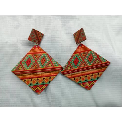 Multicolour Ladies Wooden Earrings