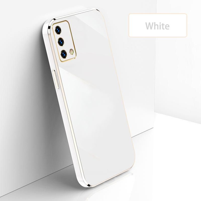Ultra Thin Plating Phone Case for OPPO A74 F19 F19s A95 4G Reno 6 Lite Lens Protection soft Phone Back Cover-White