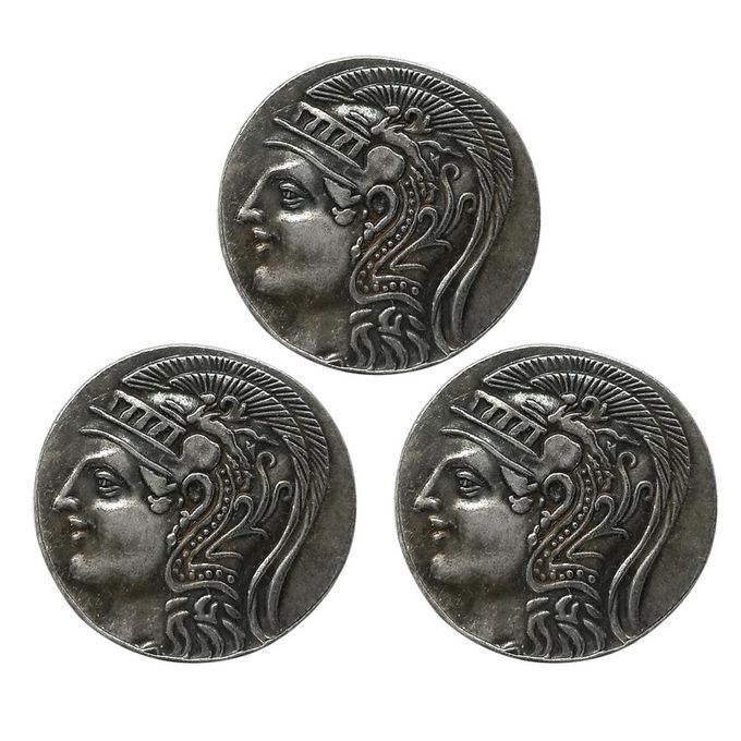 3Pcs Greek Mythology Coins Owl Athena Silver Goddess Of Wisdom Famous