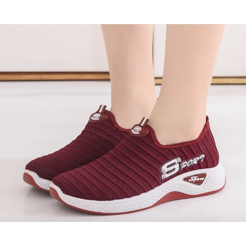 Women's Sneakers Sport Shoes - Wine And White