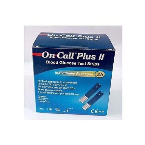On Call Plus II Blood Glucose Test Strips X 25 Test Strips