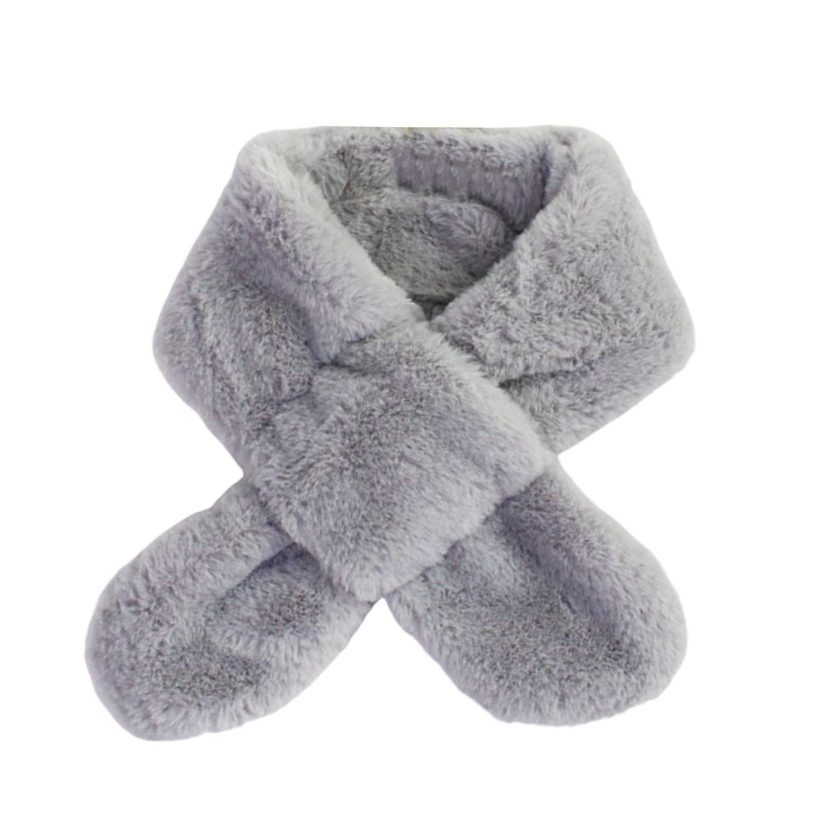 Furry Scarf Wrap Children Winter Thickened Fleece Warm Neck Scarf Grey