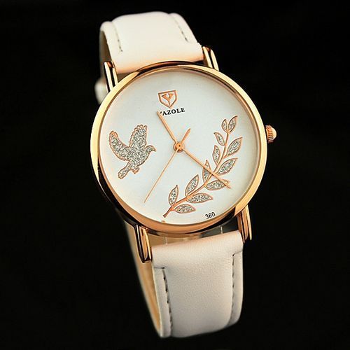 Top Luxury Brand Watch Quartz Watches Leather Wristwatch Female YZL360-White