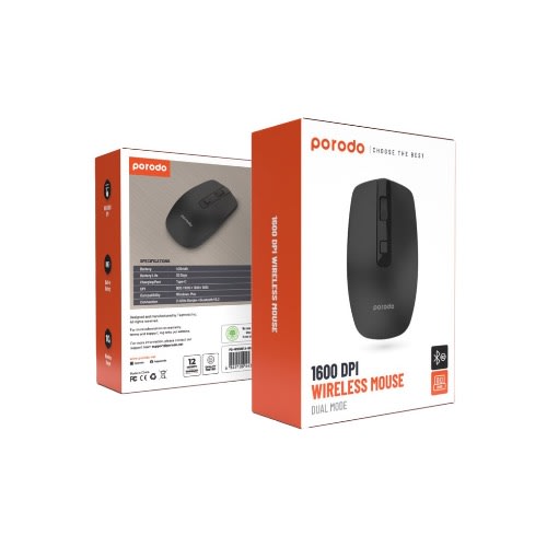 Porodo 2.4g Wireless And Bluetooth Rechargeable Mouse Dpi 1200