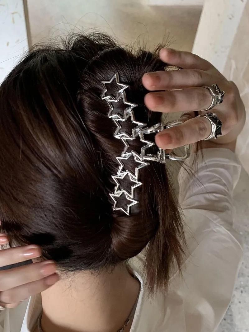 Hollow Pentagram Star Love Heart Hair Claws Sweet Cool Charm Trend Hair Clip for Women Aesthetics Y2k Hair Accessories Harajuku