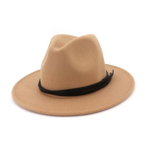 Wool Felt Fedora Hat with Leather Band