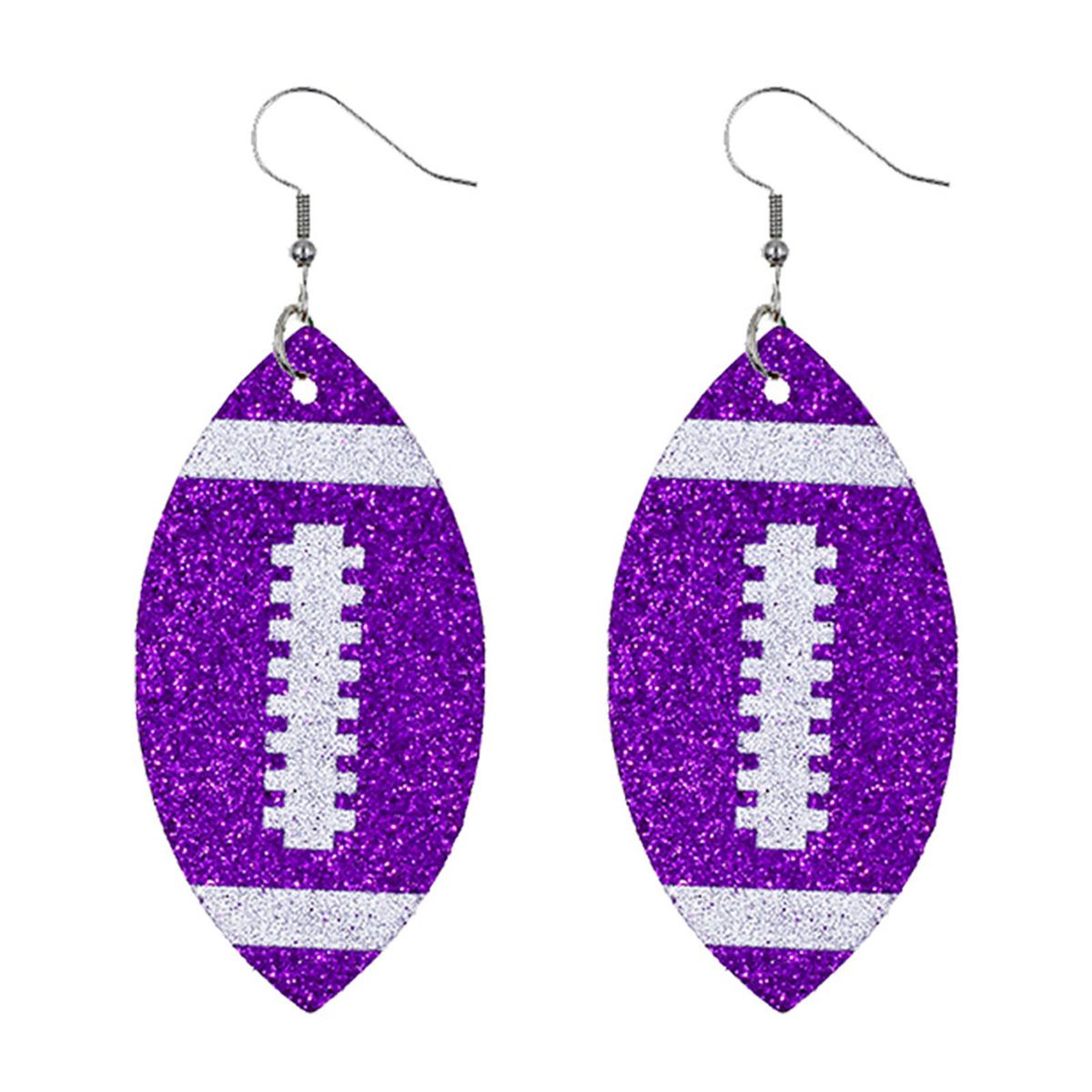Women Dangle Earrings Football Shape Glitter Jewelry-Purple