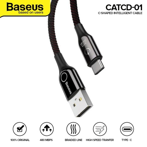 C-shaped Light Intelligent Power-off Type-c Cable - 1m
