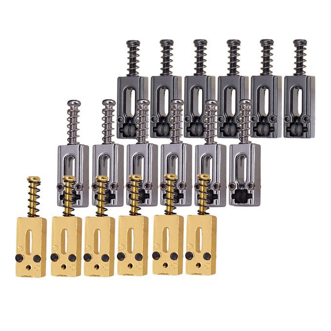 6Pcs Vintage Guitar Roller Bridge String Saddles For Electric Gold