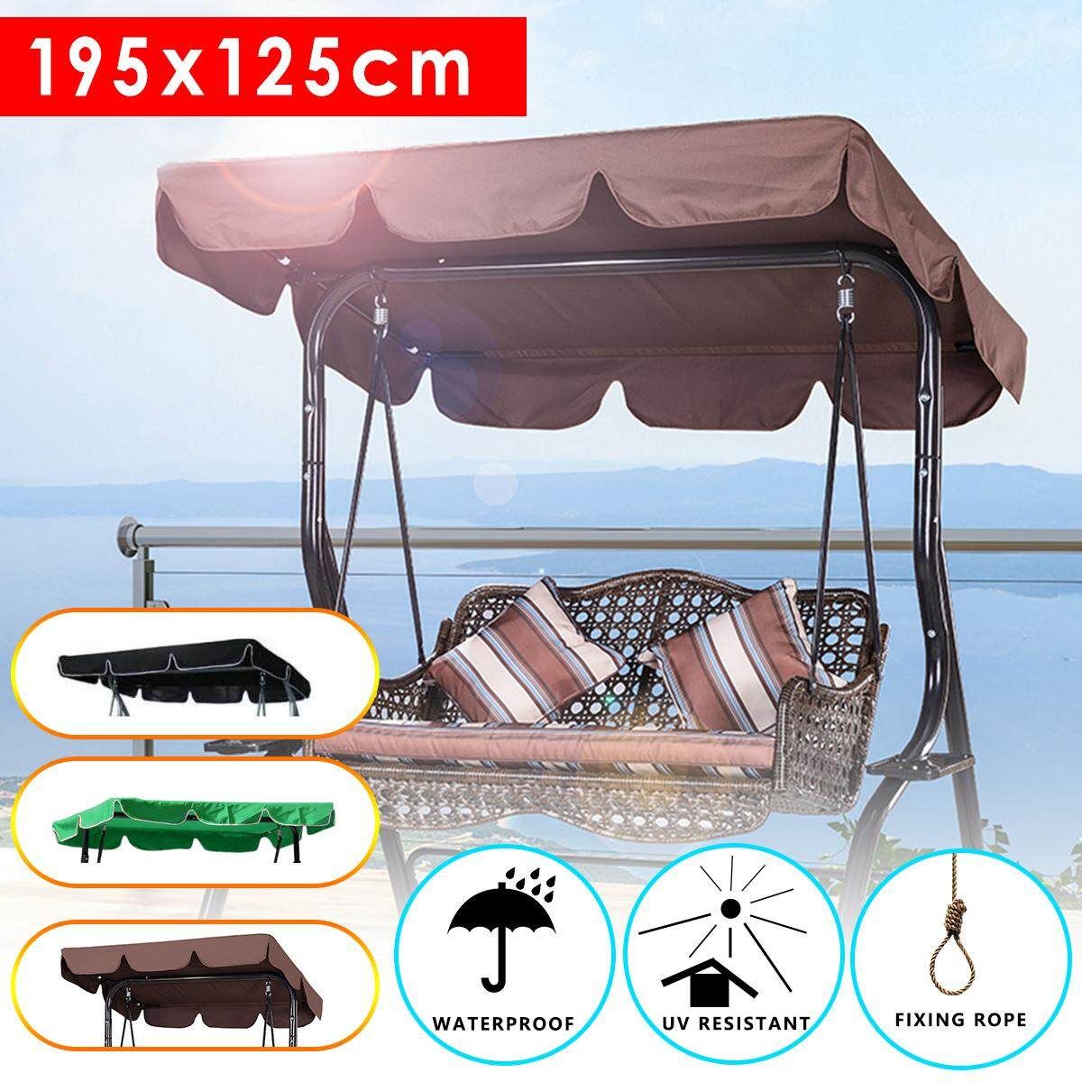 AU 78''x50'' Swing Chair 2-3 Seater Hammock Garden Canopy Bench Seat Yard Cover Coffee