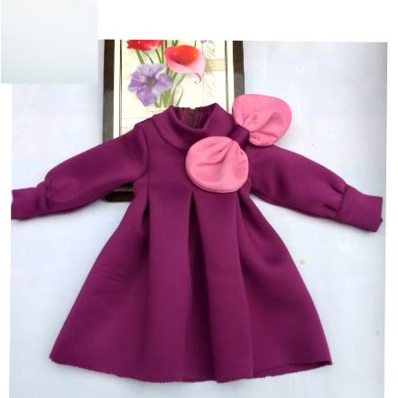 Party Pleated Dress With Bow For Baby Girl Festive Gown