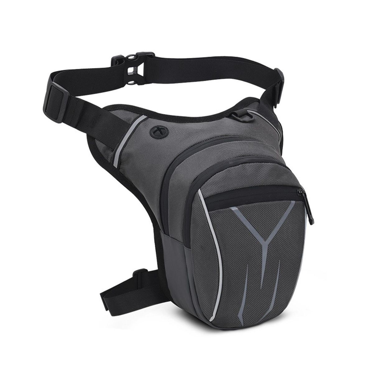 Waist Pack, Large Capacity Waterproof Motorcycle Drop Leg Bag for Men Adjustable Oxford Thigh Pack with Reflective Strips Dark Grey
