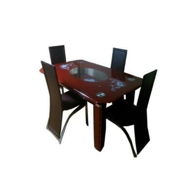 Executive 4 Seater Glass Dining Set - Brown
