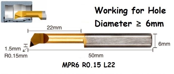 MPR6 R0.15 L22 Lathe Turning Tool Tiny Boring Bar