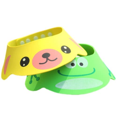 2pc Adjustable Funny Cartoon Baby Shower Cap - Yellow & Green