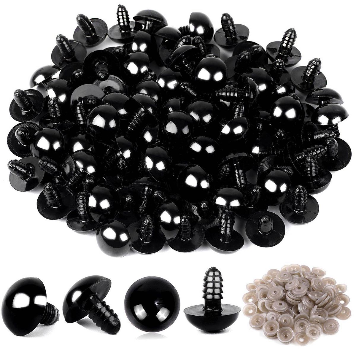 100PCS Plastic Safety Crochet Eyes Bulk with 100PCS Washers