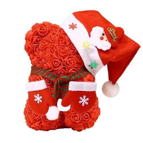 Rose Flower Bear - Christmas Rose Teddy Bear