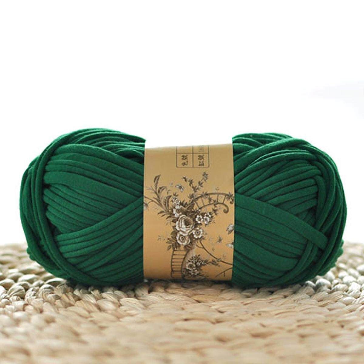 Hand Knitting Blanket Basket Rugs Wool Yarn DIY Crochet Mats Elastic Cloth 100g 3 Dark Green
