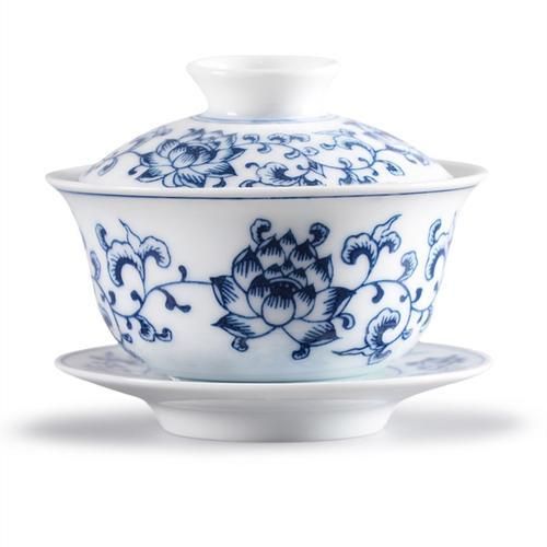 Retro Blue And White Porcelain Gaiwan Teaware Large Hand Painted Cover Bowl Single Sancai Tea Cups Ceramic Chinese Tea Set