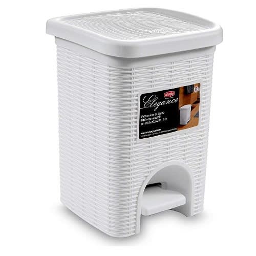 Elegance Bathroom Dustbin - White - 20.5 X 20.5 X 28 Cm
