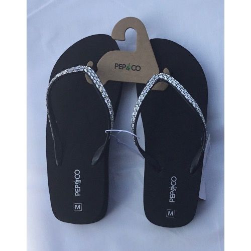 Rhinestone Black High Slippers