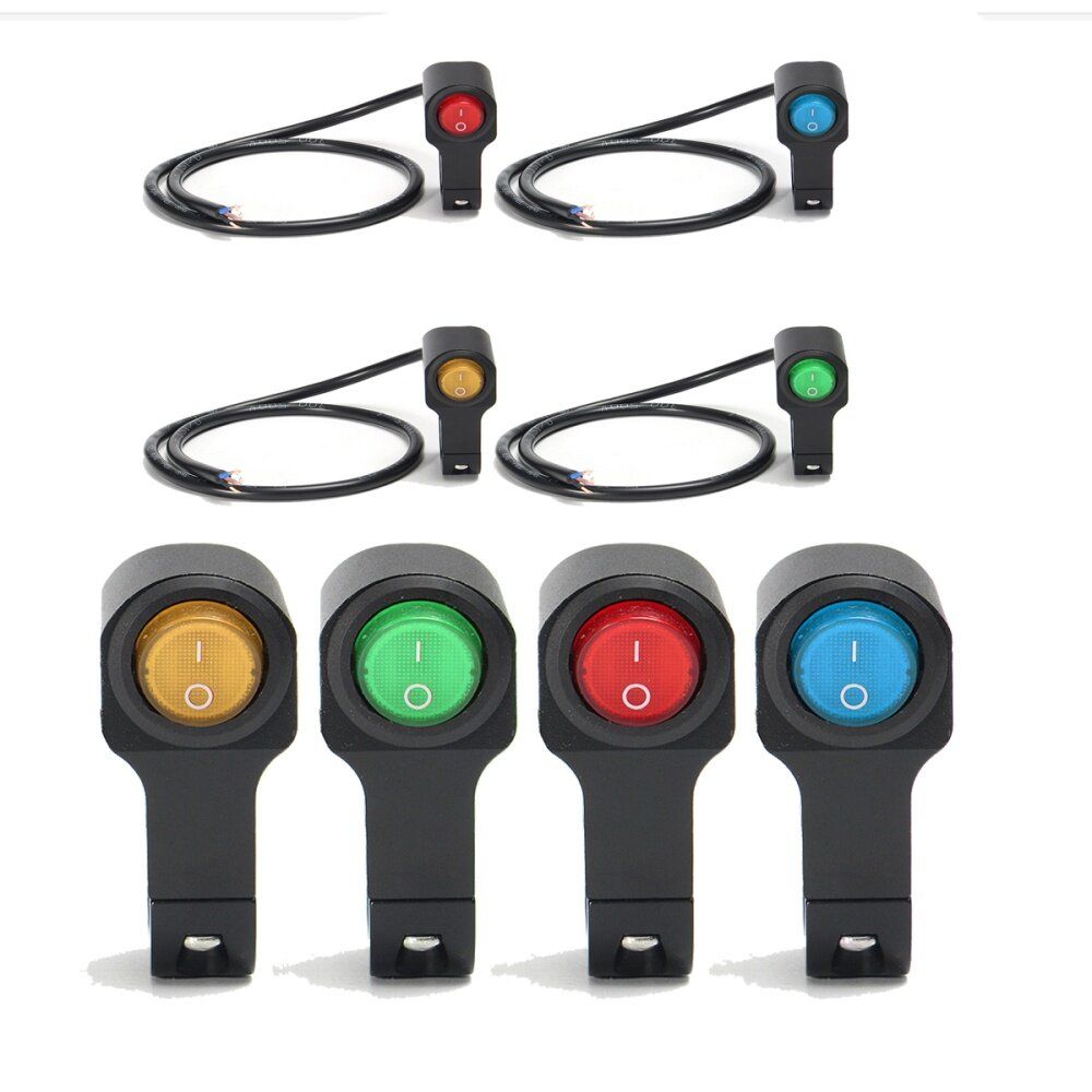 Universal 12V 16A Motorcycle LED Handlebar Headlight Fog Spot Light On Off Switch Yellow