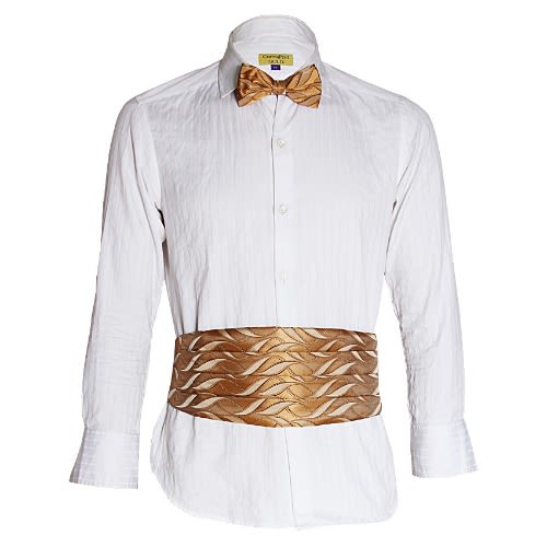 Men's Patterned Cummerbund - Gold Mcb-767