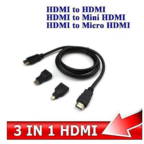 HD Audio Video 3 IN 1 HDMI Cable Micro HDMI Adaptor Mini HDMI HDMI To HDMI Cable