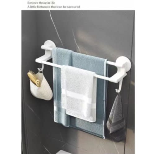 Double Pole Towel Hanger/Rack - White