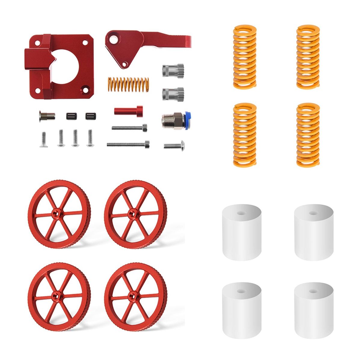 TWO TREES All Metal Feeder Extruder Frame and 4PCS Hand Twist Leveling Nut 4PCS Silicone Columns with 4PCS Heated Bed Springs for Creality Ender-3/Ender-3 Pro/ CR-10 Series 3D Printer Parts & Accessories Upgraded