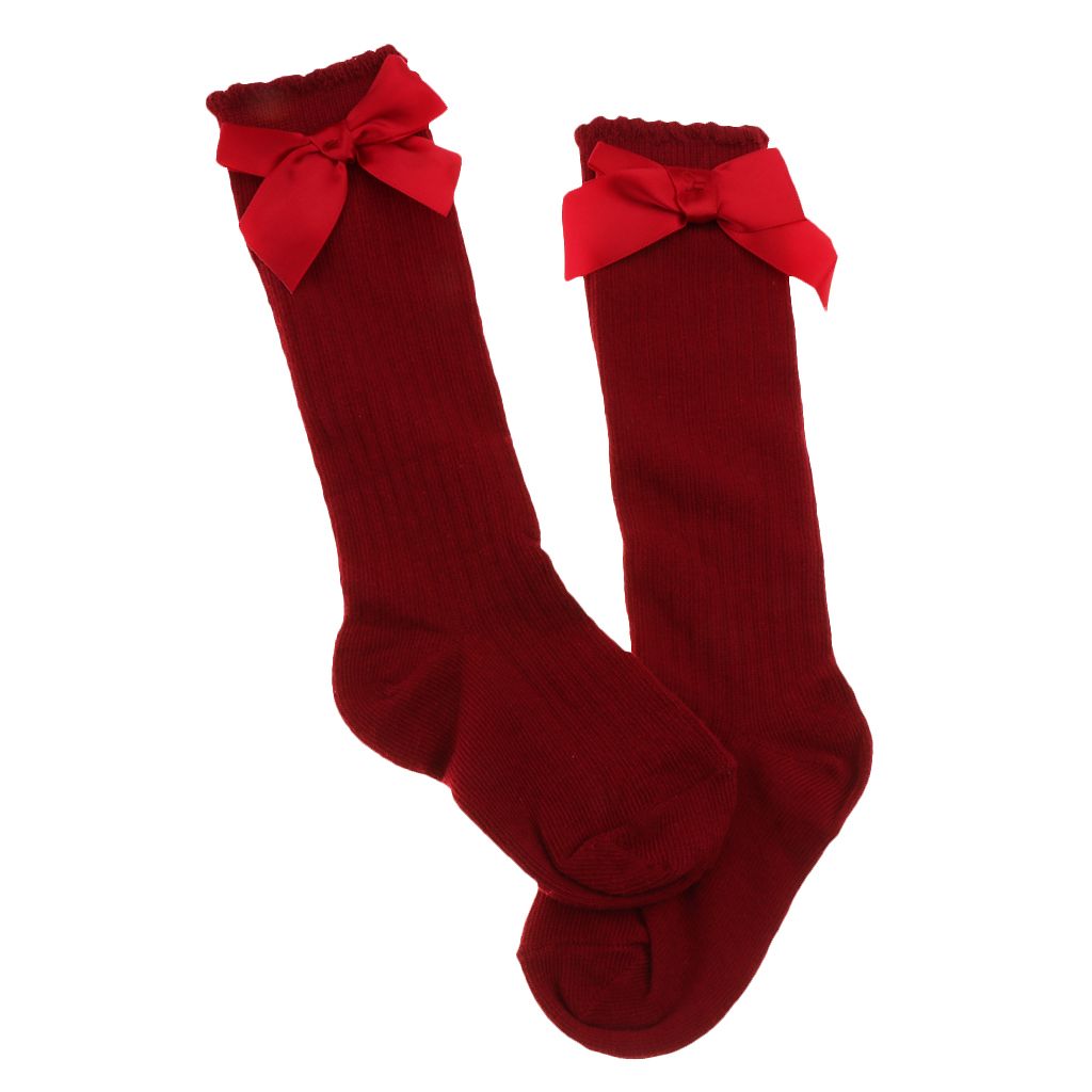 High Socks Bowknot  Babies School Socks 0-2T Red Red 0-2T