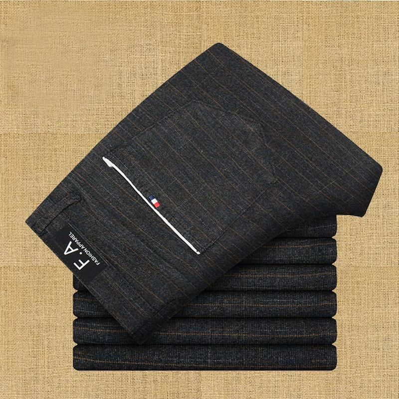 Informal cotton and co-linen pants for men Large carving business straight pants 38 autumn