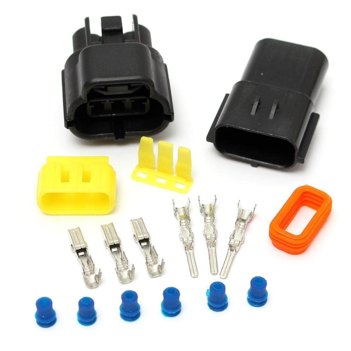 Kit 3 Pin Way Waterproof Electrical Wire Cable Connector Plug Vehicle Truck Car