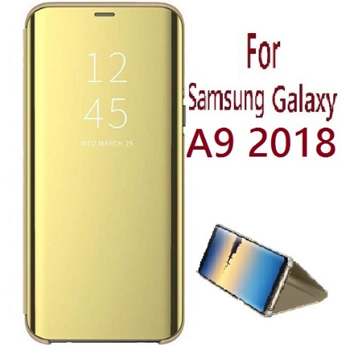 Standing Clear View Protective Flip Case Pouch For Samsung Galaxy A9 2018 - Gold