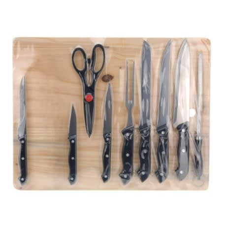 Wooden Cutting Board - 17.5" X 13.5" - Set Of 9 Kitchen Knives