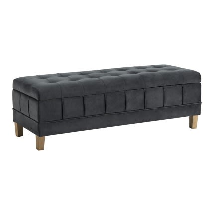 Oxford  Tufted Storage Ottoman - Grey