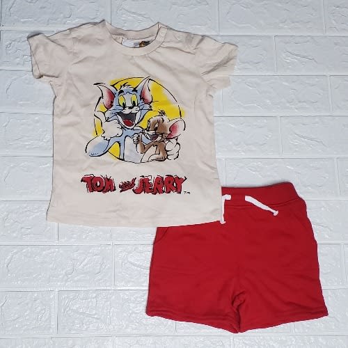 Kids Casual Cartoon Character Top And Short Set