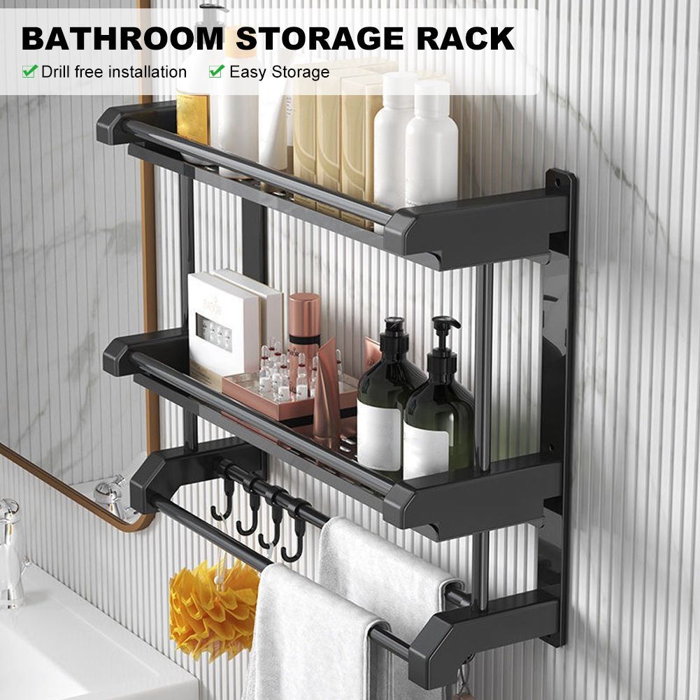 Bathroom Rack Wall-mounted Towel Rack- Double Layer - 60cm