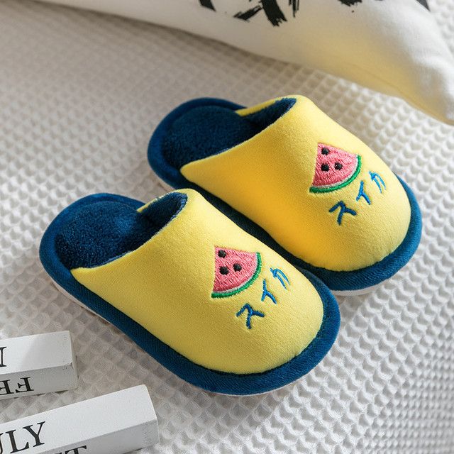 Plush Slippers Fluffy Cotton Shoes Baby Warm Slippers Plush Interior Fruit